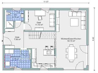 Fertighaus Bestseller 160 von BoHolz Haus Schlüsselfertig ab 419623€, Satteldach-Klassiker Grundriss 1