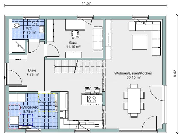 Fertighaus Bestseller Family 160 von BoHolz Haus Schlüsselfertig ab 441288€, Satteldach-Klassiker Grundriss 1
