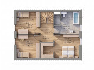Massivhaus Satteldach 144 von AMR-Wohnbau Schlüsselfertig ab 317000€, Satteldach-Klassiker Grundriss 2