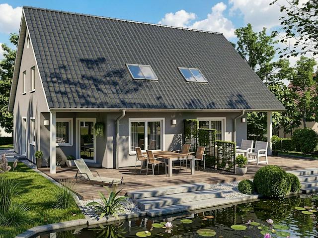 Massivhaus Wismar von TIMOWA Massivhäuser Schlüsselfertig ab 507900€, Satteldach-Klassiker Außenansicht 1