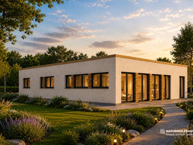 Fertighaus Einfamilienhaus Premium 155 von Naturholzhaus Bayern, Pultdachhaus Außenansicht 1