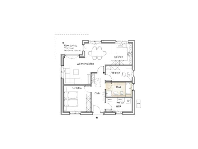 Massivhaus BUNGALOW 85 von Kähler Massivhaus Schlüsselfertig ab 282470€, Bungalow Grundriss 1