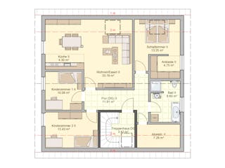 Fertighaus Junto 225 von Fingerhut Haus Schlüsselfertig ab 627796€, Satteldach-Klassiker Grundriss 2
