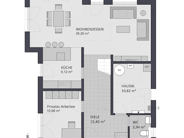 Massivhaus Entwurf SL157 von FAVORIT Massivhaus, Satteldach-Klassiker Grundriss 1