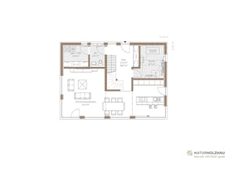 Fertighaus Einfamilienhaus Premium 152 von Naturholzhaus Bayern, Satteldach-Klassiker Grundriss 1