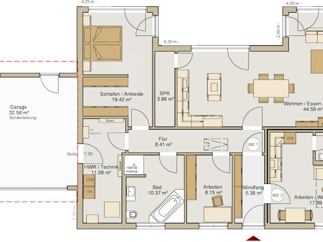 Fertighaus Bungalow 22-134 von BoHolz Haus Schlüsselfertig ab 427272€, Bungalow Grundriss 1