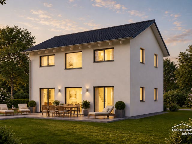 Fertighaus Modern 156 (Diamant XL grande) von FischerHaus, Satteldach-Klassiker Außenansicht 1
