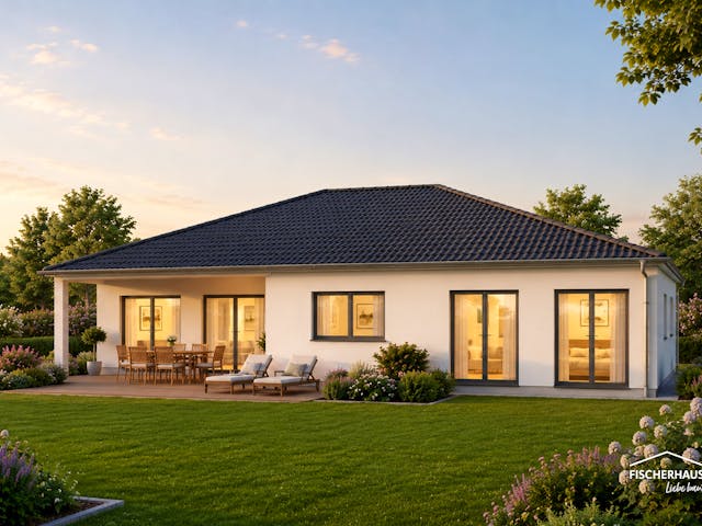 Fertighaus Bungalow S 163 von FischerHaus, Bungalow Außenansicht 1