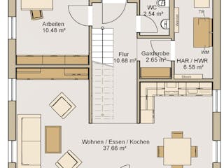 Fertighaus Kubus 0-140 von BoHolz Haus Schlüsselfertig ab 485365€, Cubushaus Grundriss 1