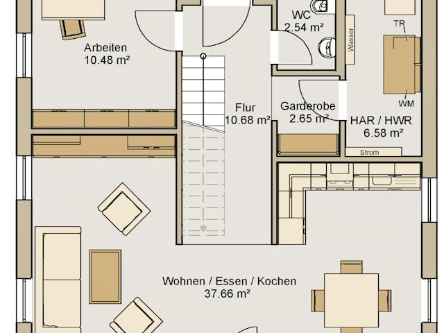 Fertighaus Kubus 0-140 von BoHolz Haus Schlüsselfertig ab 485365€, Cubushaus Grundriss 1