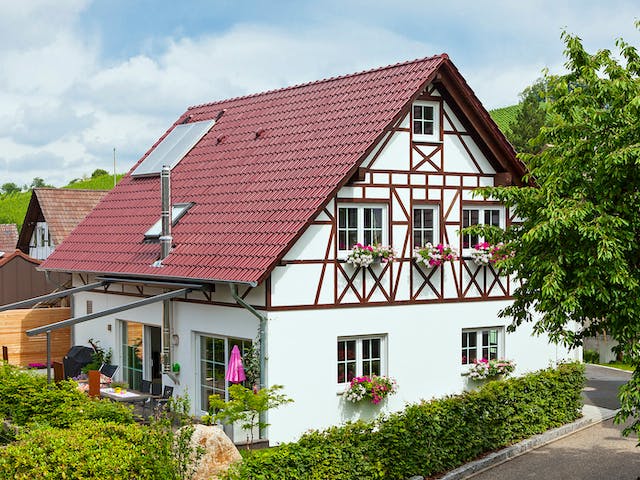 Fertighaus Calore von Büdenbender Hausbau Schlüsselfertig ab 293000€, Fachwerk Außenansicht 1