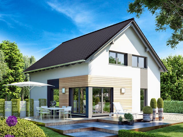 Fertighaus Camaro von Büdenbender Hausbau, Satteldach-Klassiker Außenansicht 1 Fertighaus Camaro von Büdenbender Hausbau, Satteldach-Klassiker Außenansicht 1