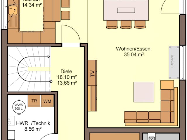 Fertighaus Camaro von Büdenbender Hausbau Schlüsselfertig ab 481564€, Satteldach-Klassiker Grundriss 1