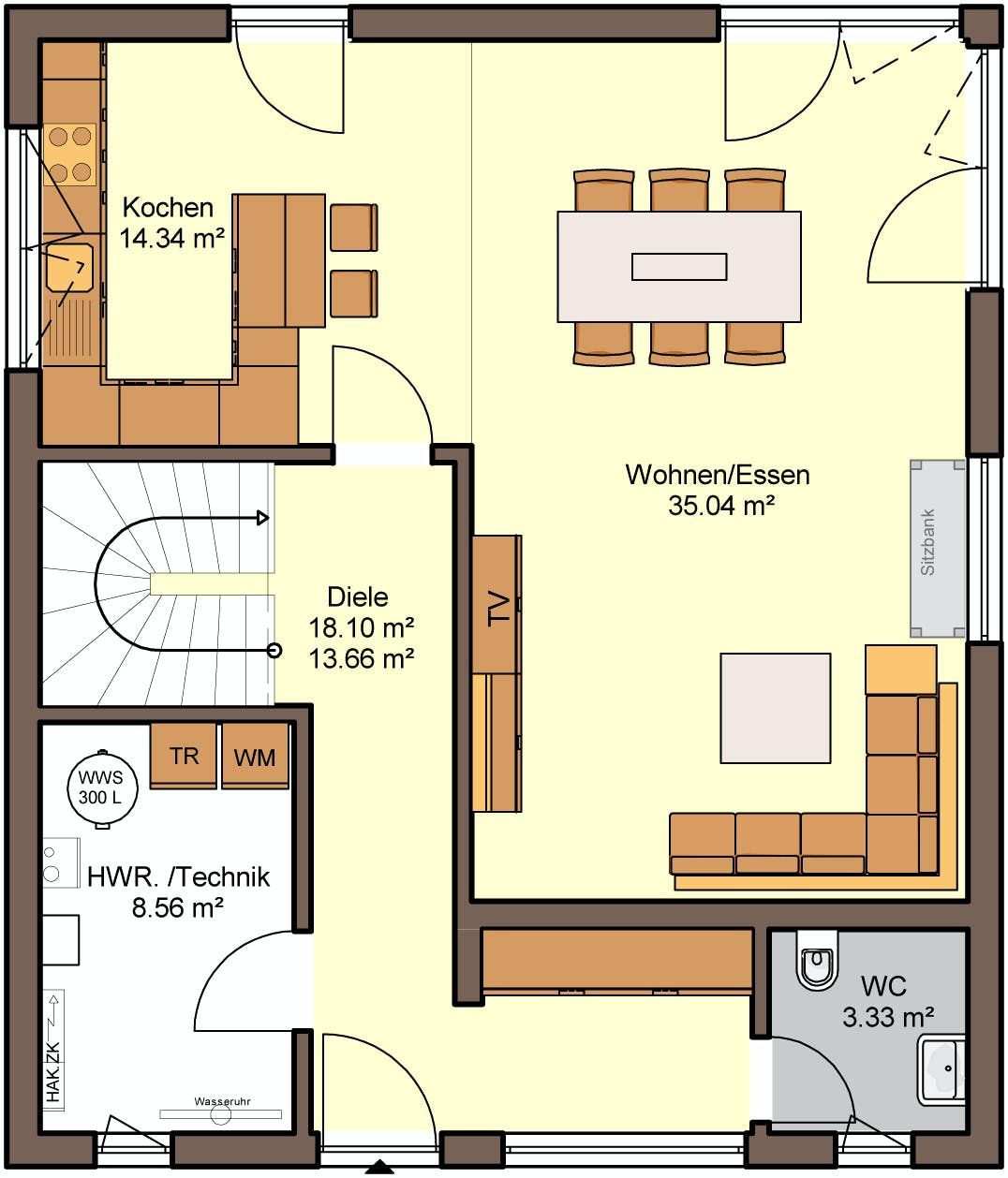 Fertighaus Camaro von Büdenbender Hausbau Schlüsselfertig ab 395255€, Satteldach-Klassiker Grundriss 1