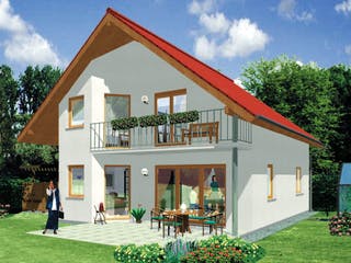 Massivhaus Capri von VARIANT-HAUS Bausatzhaus ab 36838€, Satteldach-Klassiker Außenansicht 1
