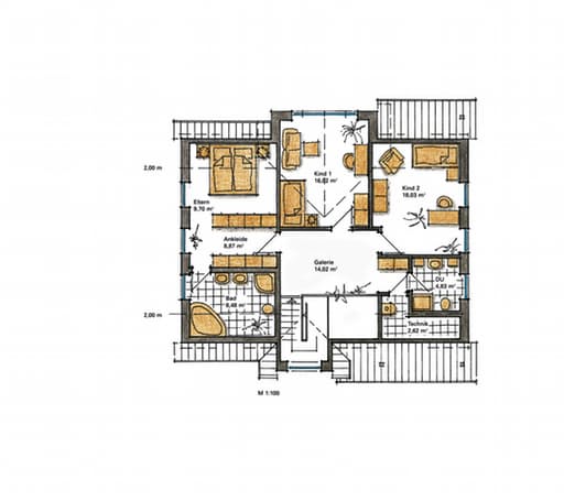 Fertighaus Carina - MH Langenhagen von GUSSEK HAUS Schlüsselfertig ab 453500€, Satteldach-Klassiker Grundriss 2