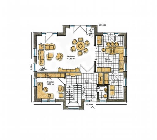 Fertighaus Carina - MH Langenhagen von GUSSEK HAUS Schlüsselfertig ab 453500€, Satteldach-Klassiker Grundriss 1