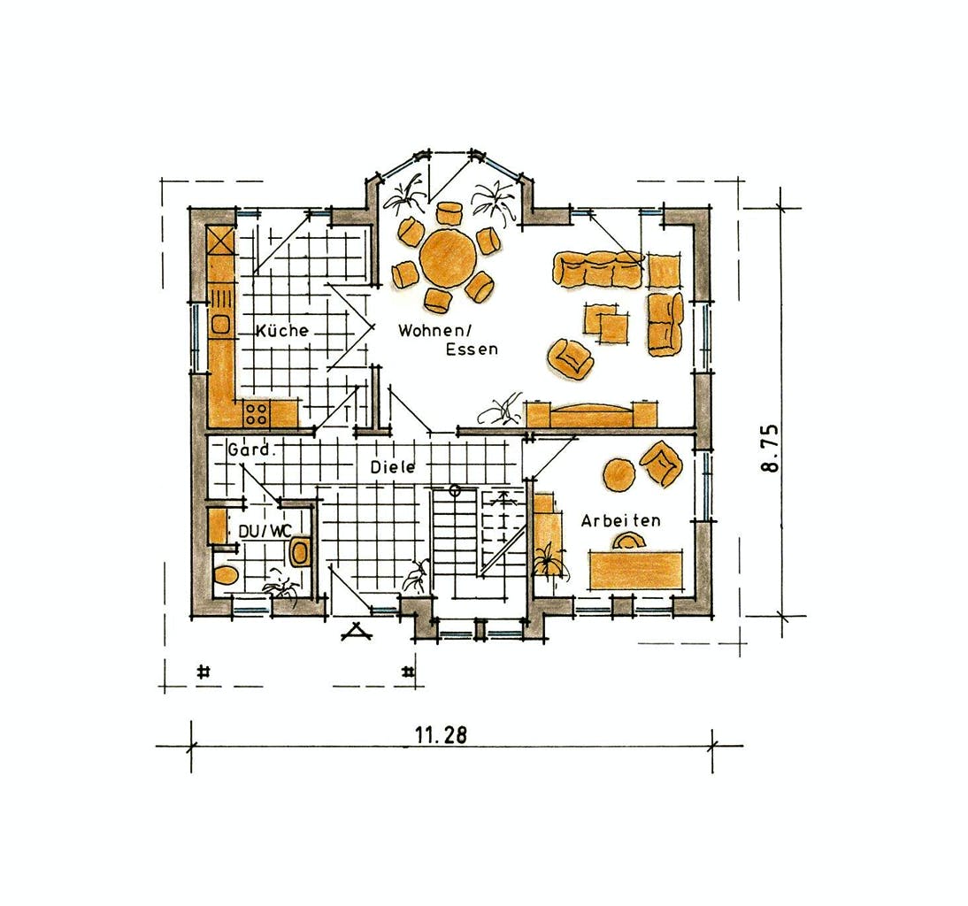 Fertighaus Carlotta - MH Berlin/Falkensee von GUSSEK HAUS Schlüsselfertig ab 514400€, Satteldach-Klassiker Grundriss 1
