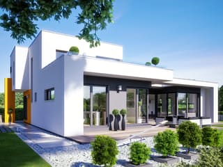 Fertighaus Casaretto von Büdenbender Hausbau Schlüsselfertig ab 424505€, Bungalow Außenansicht 1