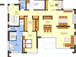 Fertighaus Casaretto von Büdenbender Hausbau Schlüsselfertig ab 424505€, Bungalow Grundriss 1