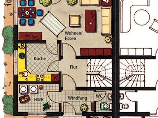 Massivhaus Castelletto von VARIANT-HAUS Bausatzhaus ab 41017€, Satteldach-Klassiker Grundriss 1