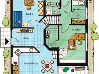 Massivhaus Catania von VARIANT-HAUS Bausatzhaus ab 76683€, Pultdachhaus Grundriss 1