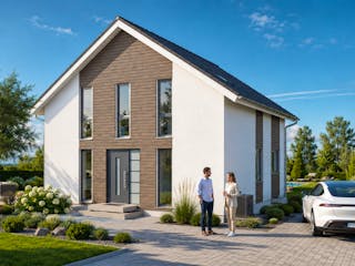 Massivhaus Trendhaus  Junge Familie 135 und  Keller mit LIAPLAN gebaut von Mein Haus Bausysteme, Außenansicht 9