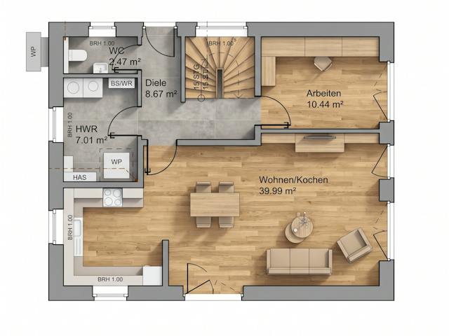 Massivhaus Satteldach 136 von AMR-Wohnbau Schlüsselfertig ab 300000€, Satteldach-Klassiker Grundriss 1
