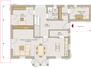 Fertighaus Einfamilienhaus 25-168-190 von BoHolz Haus Schlüsselfertig ab 509250€, Satteldach-Klassiker Grundriss 1