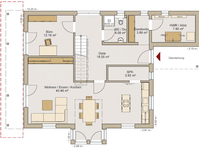 Fertighaus Einfamilienhaus 25-168-190 von BoHolz Haus Schlüsselfertig ab 509250€, Satteldach-Klassiker Grundriss 1