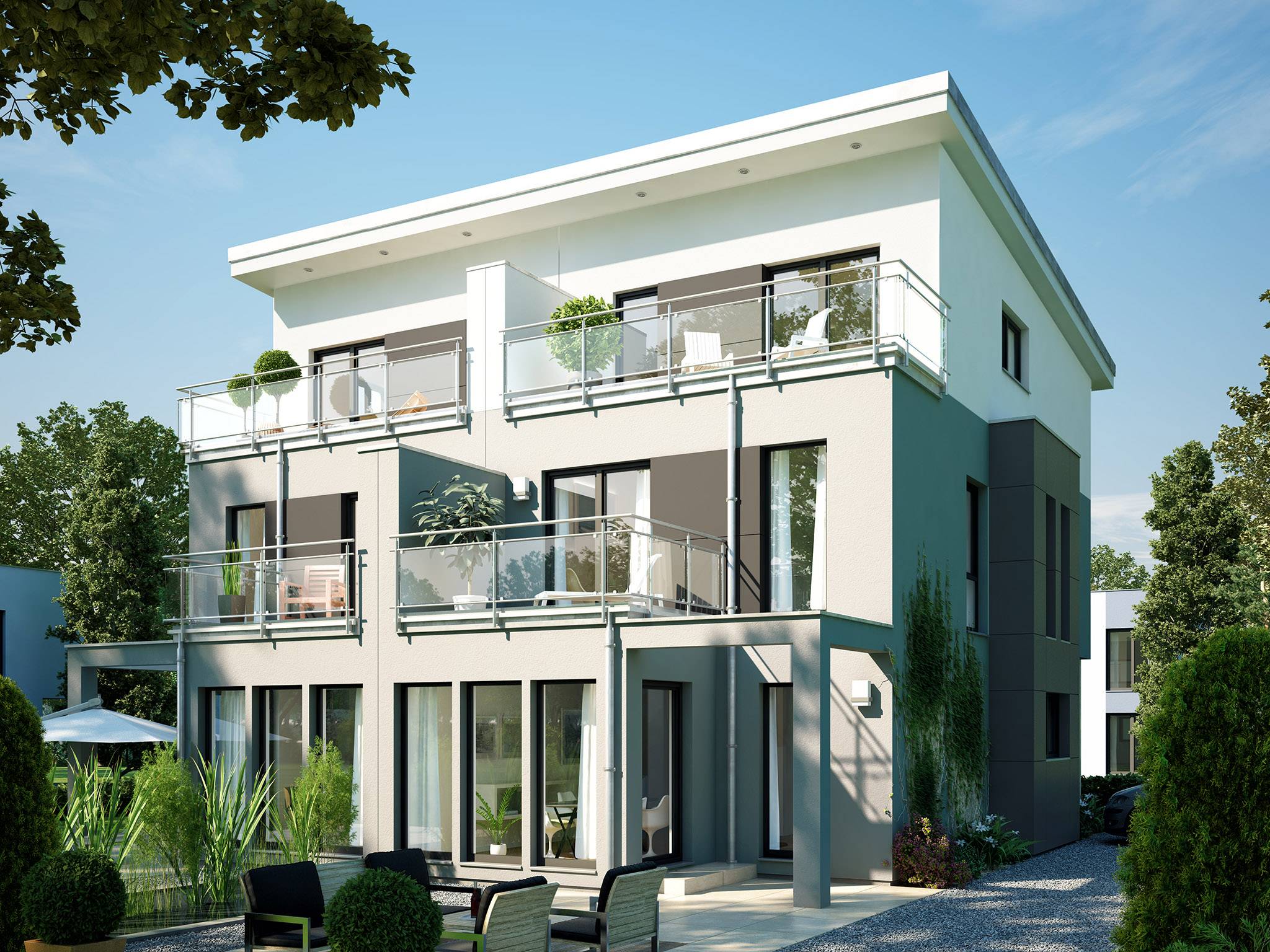 Fertighaus CELEBRATION 114 V5 XL von Bien-Zenker Schlüsselfertig ab 380338€, Pultdachhaus Außenansicht 1
