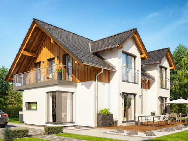 Fertighaus CELEBRATION 192 V2 von Bien-Zenker Schlüsselfertig ab 542339€, Satteldach-Klassiker Außenansicht 2
