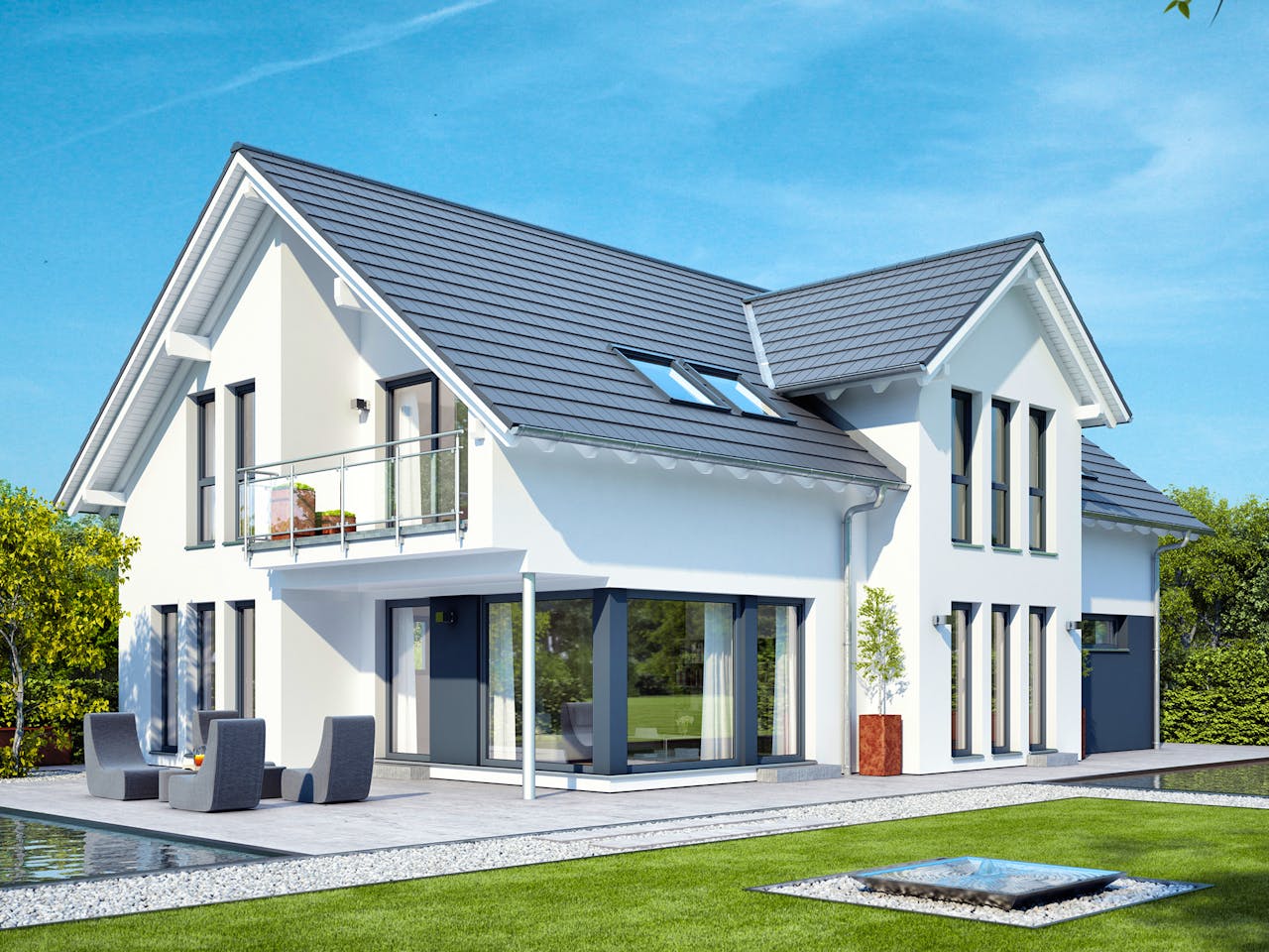 Fertighaus CELEBRATION 211 V2 von Bien-Zenker Schlüsselfertig ab 551716€, Satteldach-Klassiker Außenansicht 1