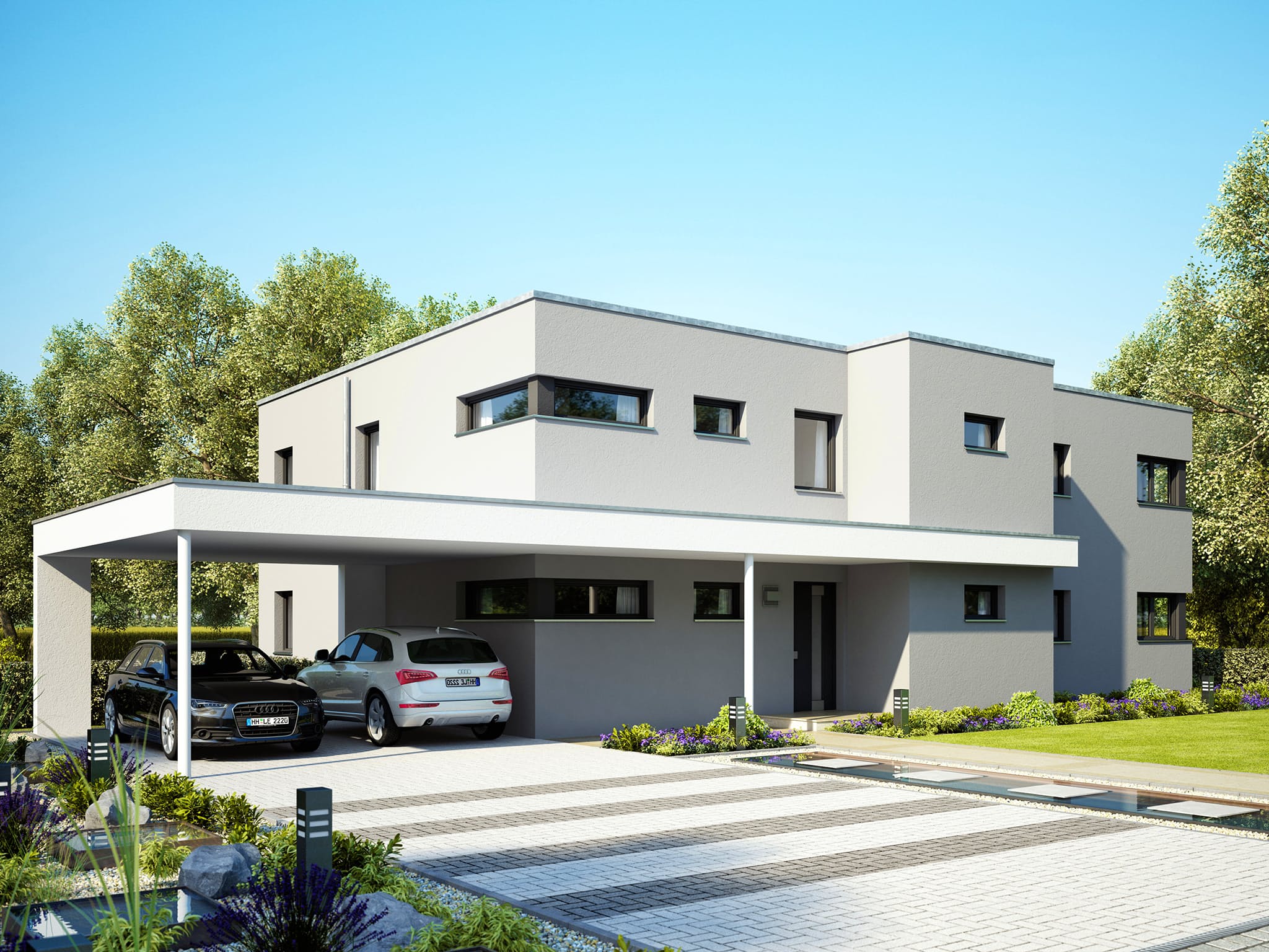 Fertighaus CELEBRATION 282 V3 von Bien-Zenker Schlüsselfertig ab 654576€, Cubushaus Außenansicht 1
