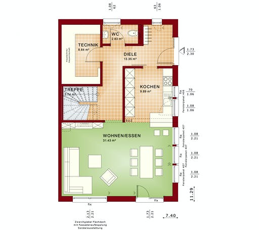 Fertighaus CELEBRATION 139 V2 L von Bien-Zenker Schlüsselfertig ab 286839€, Satteldach-Klassiker Grundriss 1