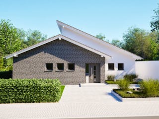 Massivhaus Entwurf CH132 von FAVORIT Massivhaus, Bungalow Außenansicht 3