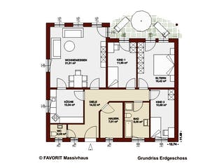 Massivhaus Chalet 111 von FAVORIT Massivhaus, Bungalow Grundriss 1
