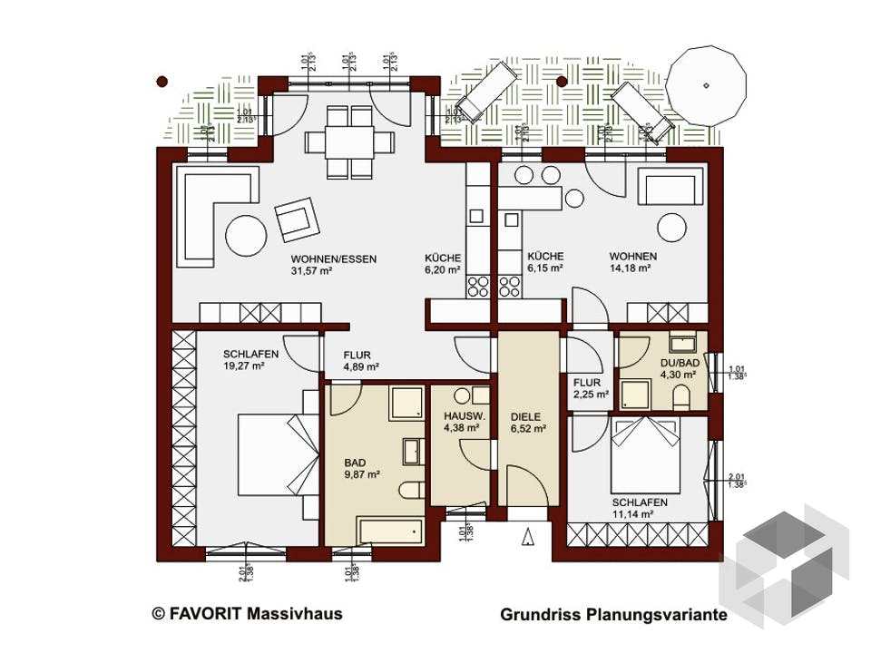 Chalet 122 von Favorit Massivhaus Grundriss