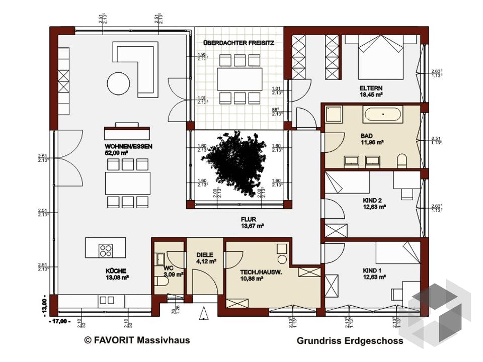 Chalet 153 von Favorit Massivhaus Grundriss