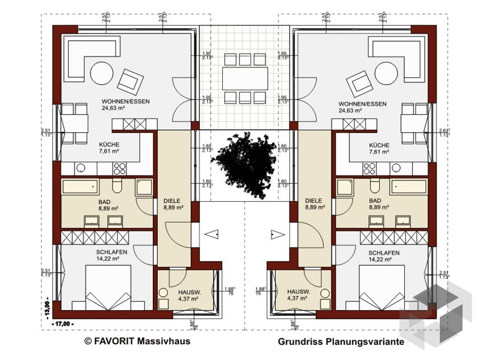 Chalet 153 von Favorit Massivhaus Grundriss