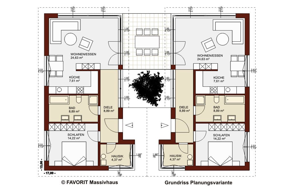 Massivhaus Chalet 153 von Favorit Massivhaus Schlüsselfertig ab 454150€, Bungalow Grundriss 2