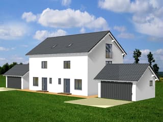 Fertighaus Chiemsee von Ludwig Andrä Holzbau Schlüsselfertig ab 263340€, Satteldach-Klassiker Außenansicht 1