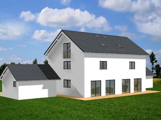 Fertighaus Chiemsee von Ludwig Andrä Holzbau Schlüsselfertig ab 263340€, Satteldach-Klassiker Außenansicht 2