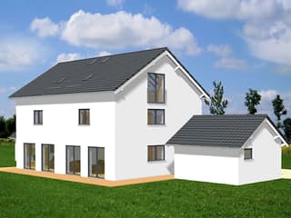 Fertighaus Chiemsee von Ludwig Andrä Holzbau Schlüsselfertig ab 263340€, Satteldach-Klassiker Außenansicht 4