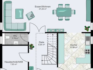 Fertighaus Hamburg von STREIF Haus, Stadtvilla Grundriss 1