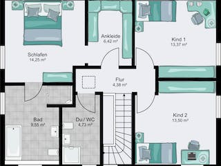 Fertighaus City 10.580 x 8.080 Flachdach von STREIF Haus, Cubushaus Grundriss 2