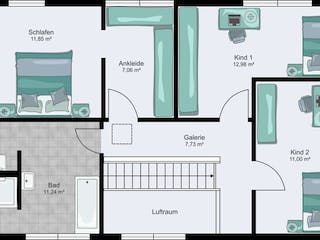 Fertighaus City 11.205 x 7.455 Flachdach mit Überstand von STREIF Haus, Cubushaus Grundriss 2