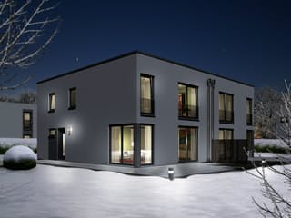 Massivhaus DH City 136 von Town & Country Haus Deutschland Schlüsselfertig ab 195290€, Cubushaus Außenansicht 2