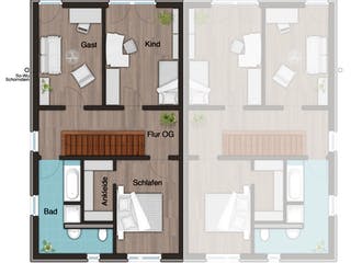 Massivhaus DH City 136 von Town & Country Haus Deutschland Schlüsselfertig ab 195290€, Cubushaus Grundriss 1