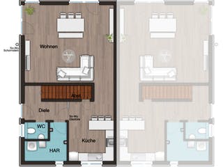 Massivhaus DH City 136 von Town & Country Haus Deutschland Schlüsselfertig ab 195290€, Cubushaus Grundriss 2